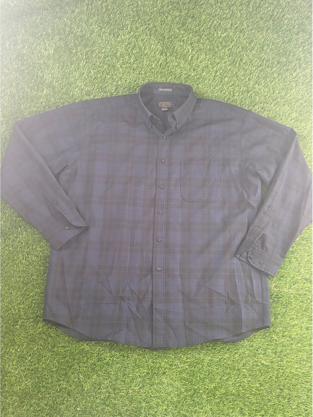 Vintage Pendleton Navy Blue Cotton Dress Shirt, Men XL